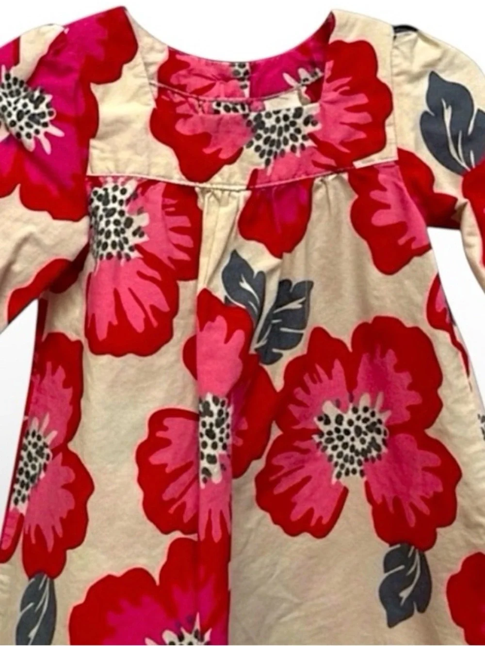 OshKosh B’gosh Floral Dress 18M Toddler Girl Pink Red Cotton Long Sleeve Party